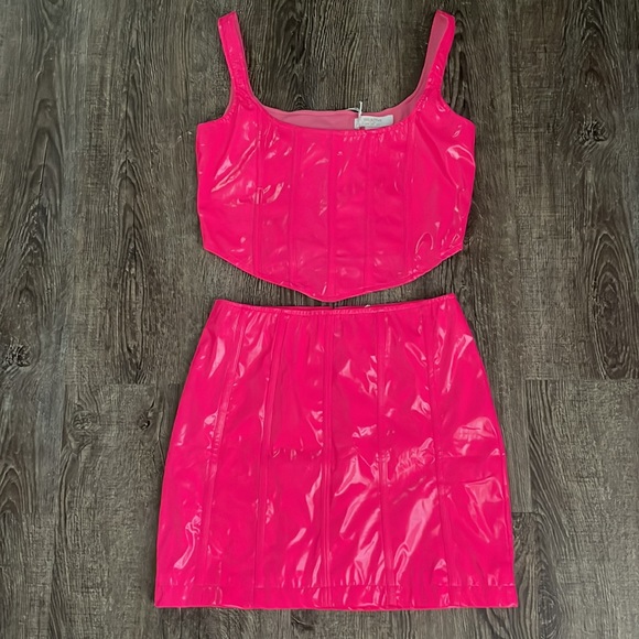 COPY - Collective The Label shine PVC pink corset set from ASOS NWT size 4 - Picture 9 of 12